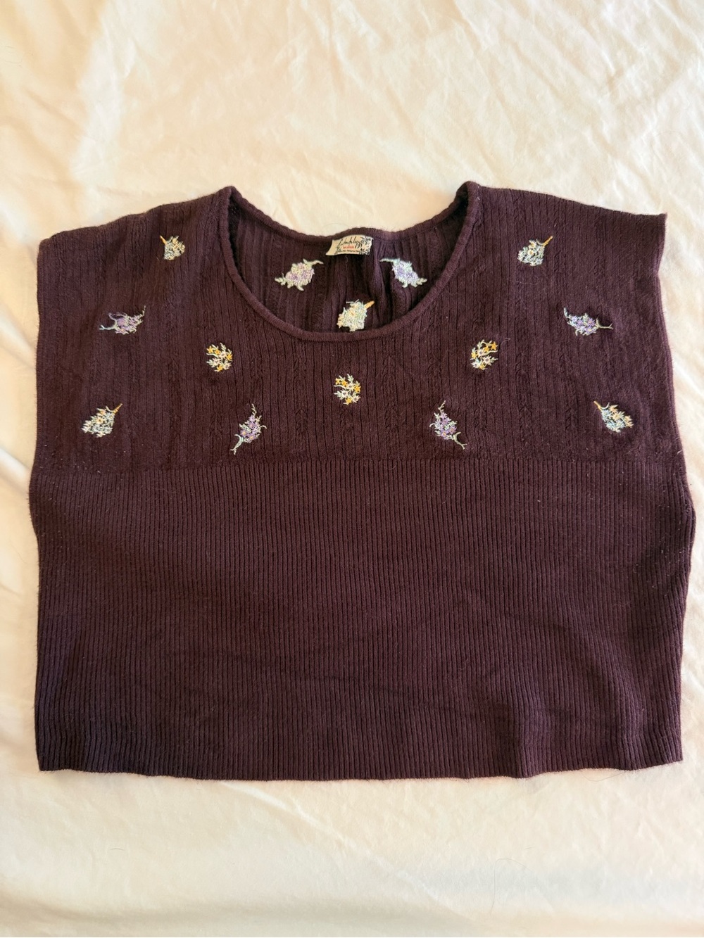 Intimately Free People Floral Embroidered Knit Crop Top L